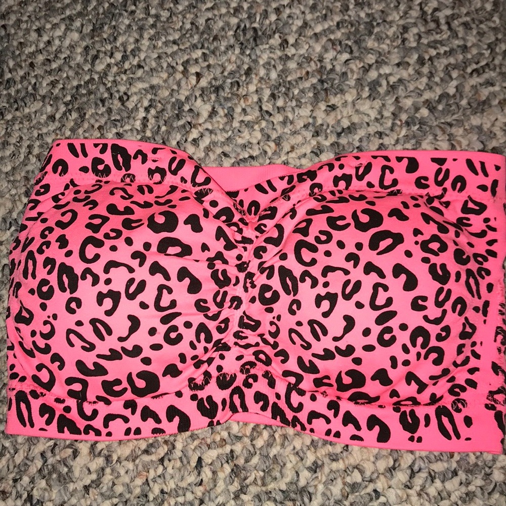 Neon pink leopard print bandeau